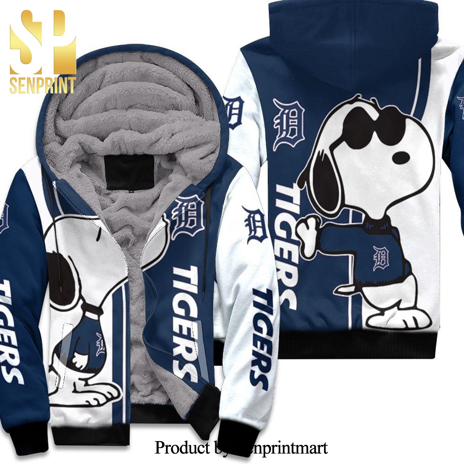 Detroit Tigers Snoopy Lover Combo Full Printing Unisex Fleece Hoodie