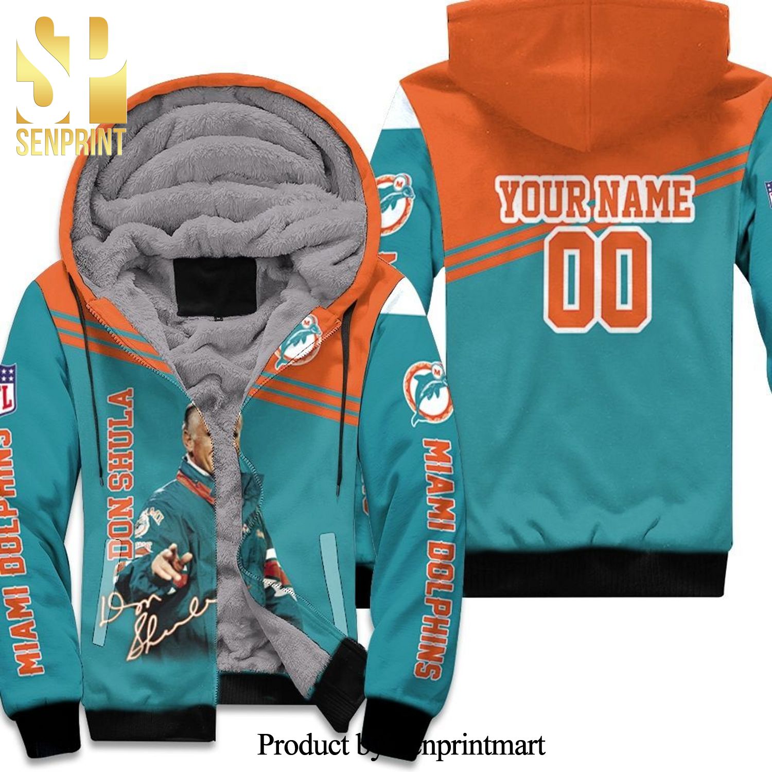 Don Shula Dolphins Coach Signed Achievement Legend Combo Full Printing Unisex Fleece Hoodie