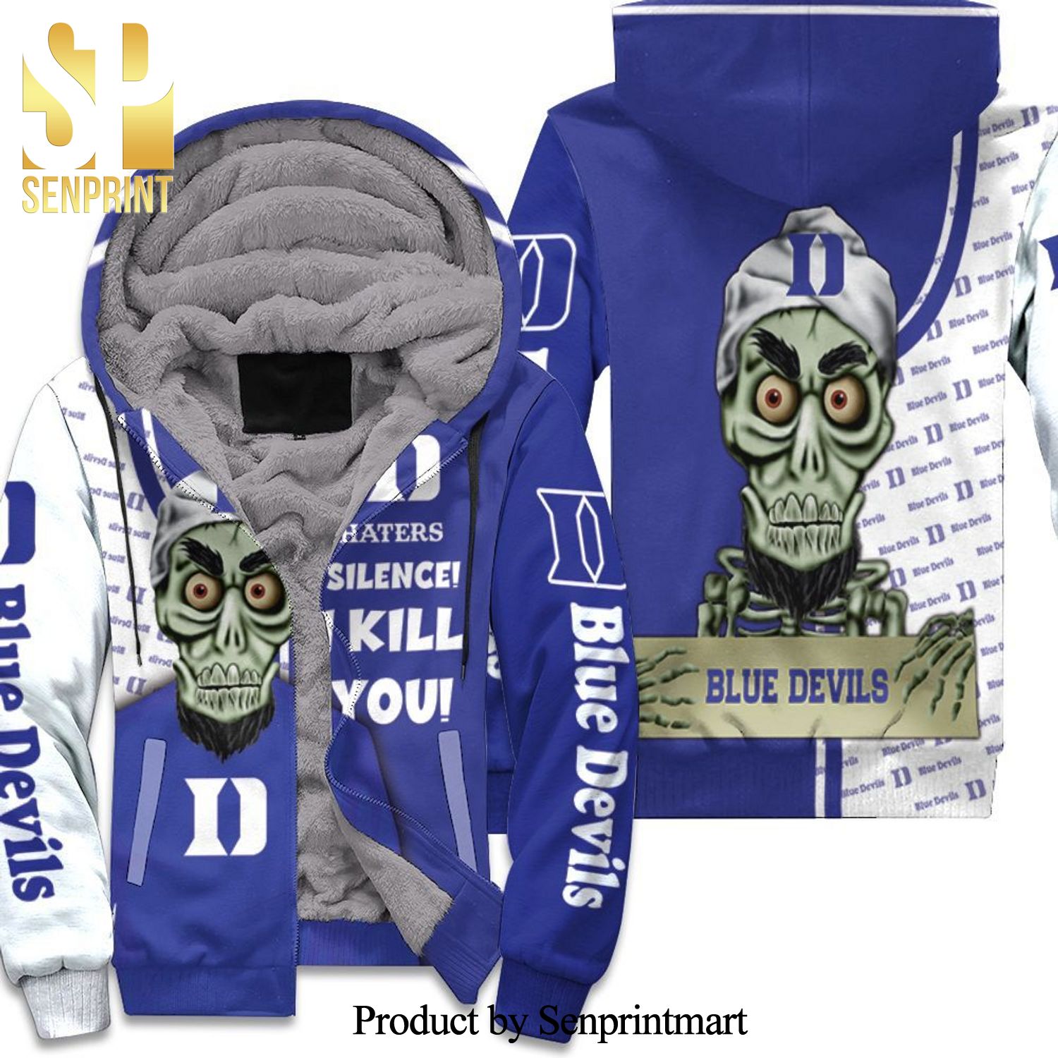 Done Duke Blue Devils Haters Silence The Dead Terrorist Cool Version Full Print Unisex Fleece Hoodie