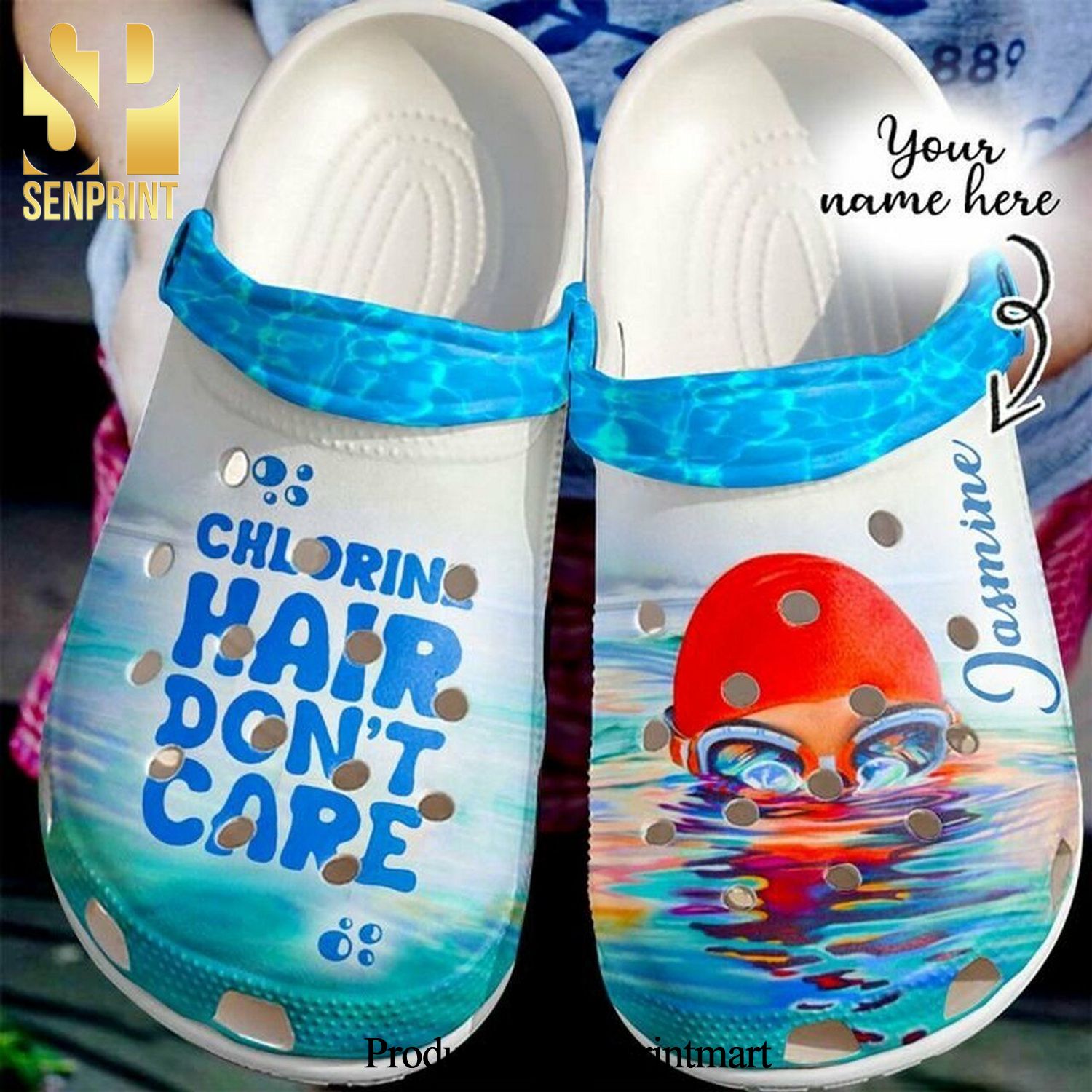 Swimming Personalized Chlorine Hair Dont Care 102 Gift For Lover Rubber Crocs Crocband Adult Clogs
