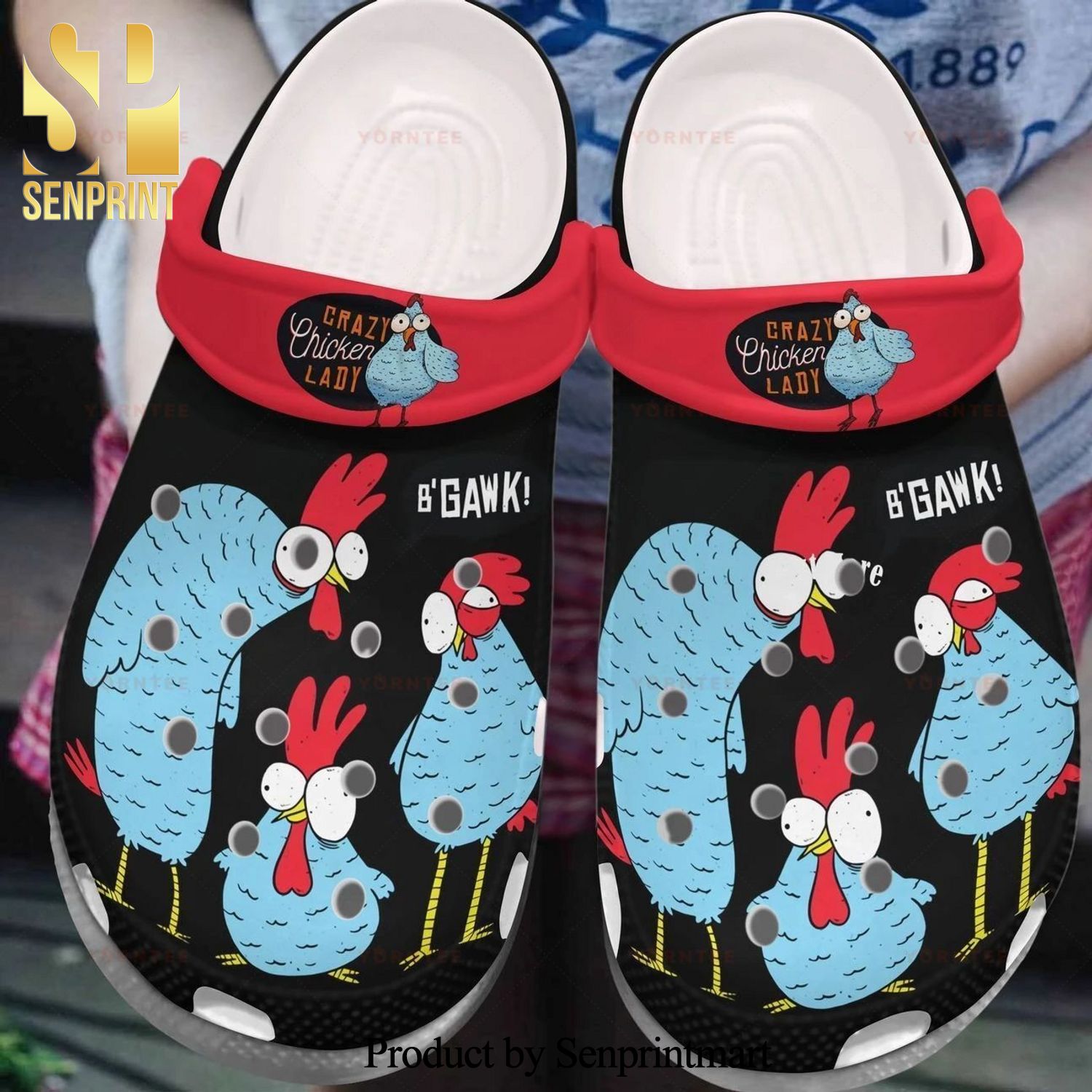 Team Crazy Chicken Lady Gift For Lover Hypebeast Fashion Crocs Crocband Adult Clogs