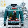 Black Cat Meowy All Over Printed Christmas Knitted Wool Sweater