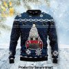 Black Cat Meowy All Over Printed Christmas Knitted Wool Sweater