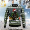 Black Cat Meowy Christmas Tree Vacation Time Wool Blend Wool Ugly Sweater
