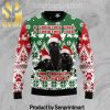 Black Cat Old Man Full Printed Ugly Wool Sweater