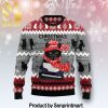 Black Cat With Noel Hat Holiday Time All Over Print Knitting Pattern Ugly Christmas Sweater