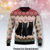 Black Cat Sleigh Christmas 3D Holiday Knit Sweater