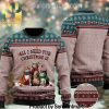 Black Cat With Noel Hat Holiday Time All Over Print Knitting Pattern Ugly Christmas Sweater