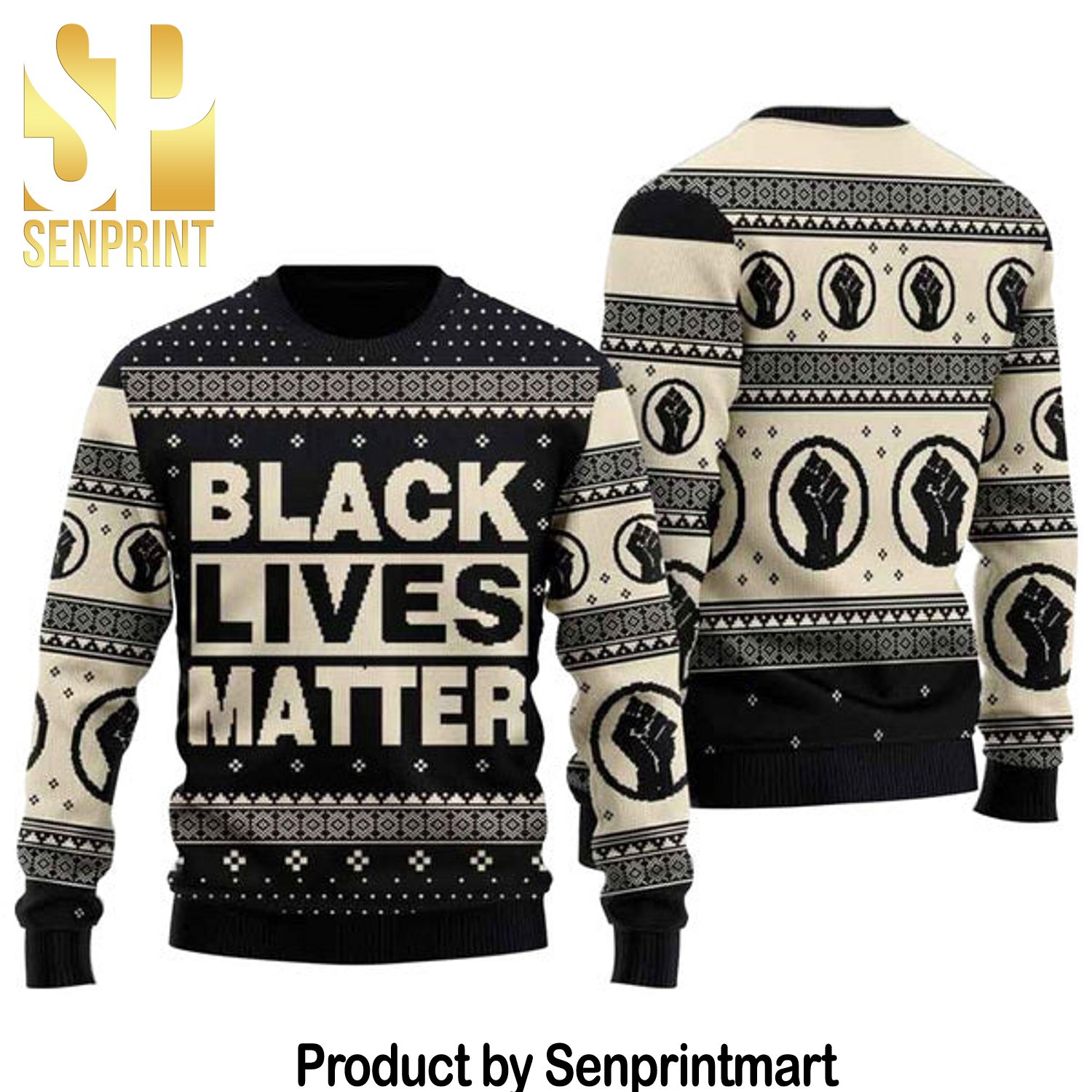 Black Lives Matter Holiday Gifts Full Print Knitting Wool Sweater