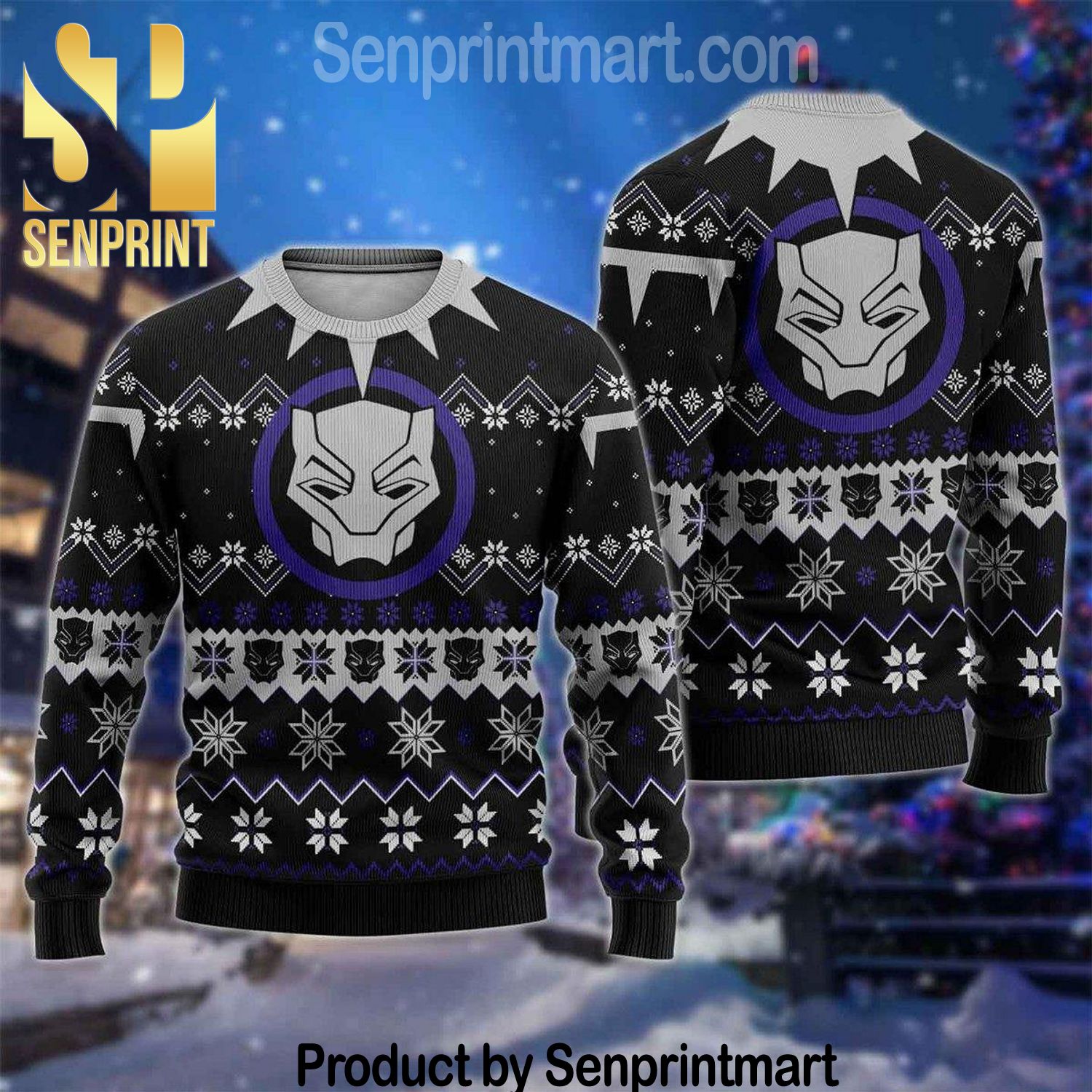Black Panther Holiday Gifts Wool Knitting Sweater