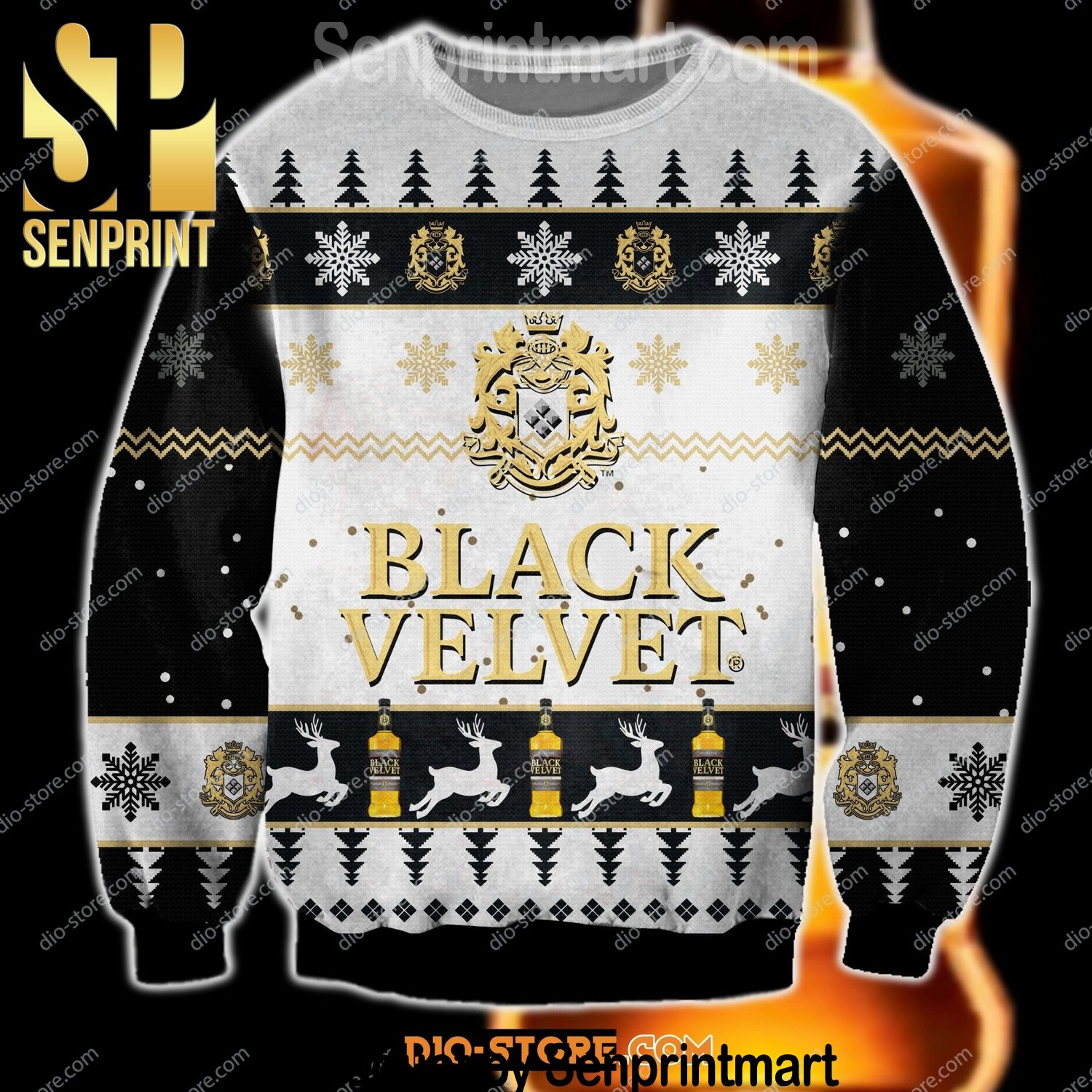 Black Velvet Holiday Time Christmas Wool Knitted Sweater