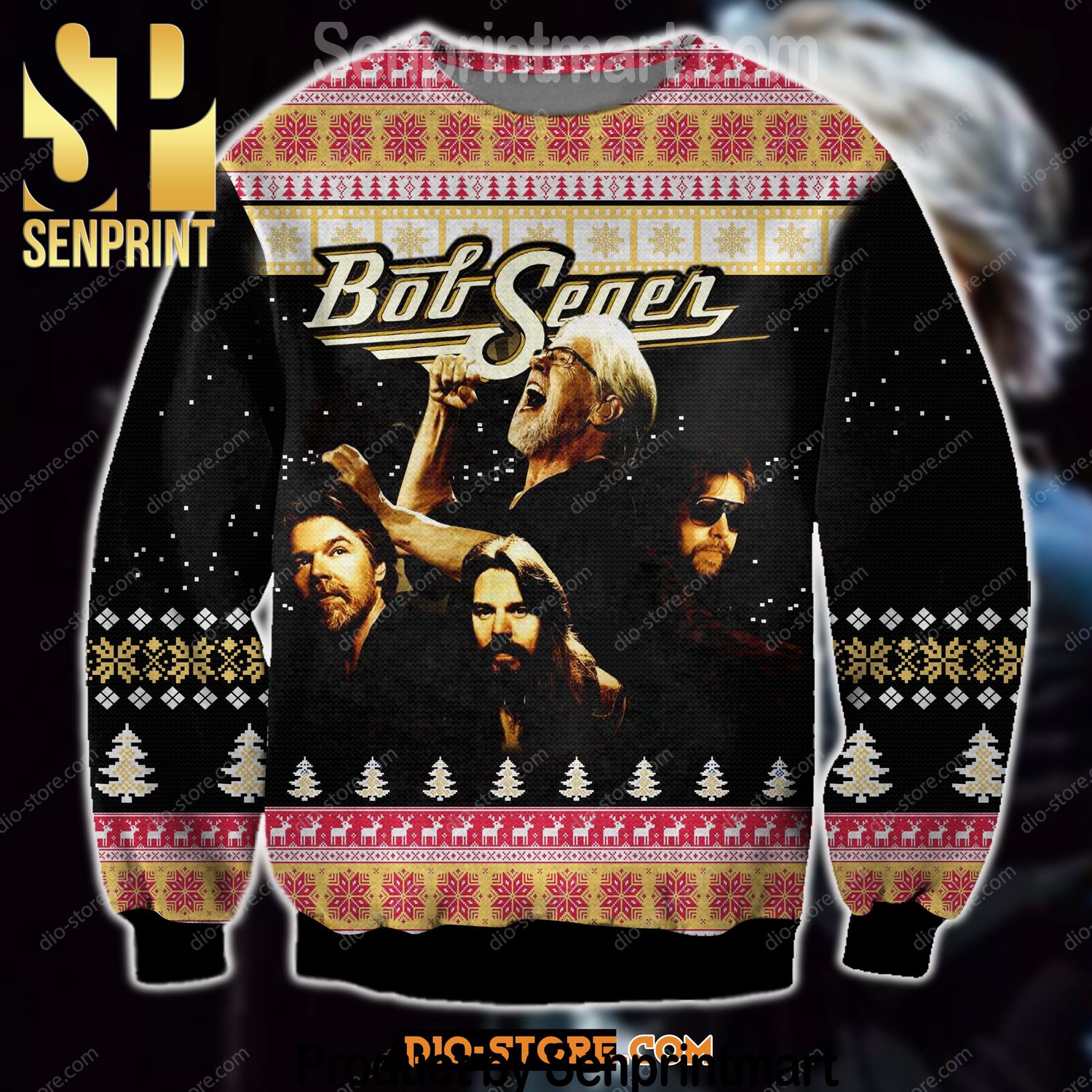 Bob Seger Chirtmas Time 3D Ugly Knit Sweater