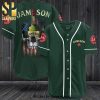 Jameson Irish Whiskey Flowery Skull All Over Print Unisex Baseball Jersey – Ombre Black Green