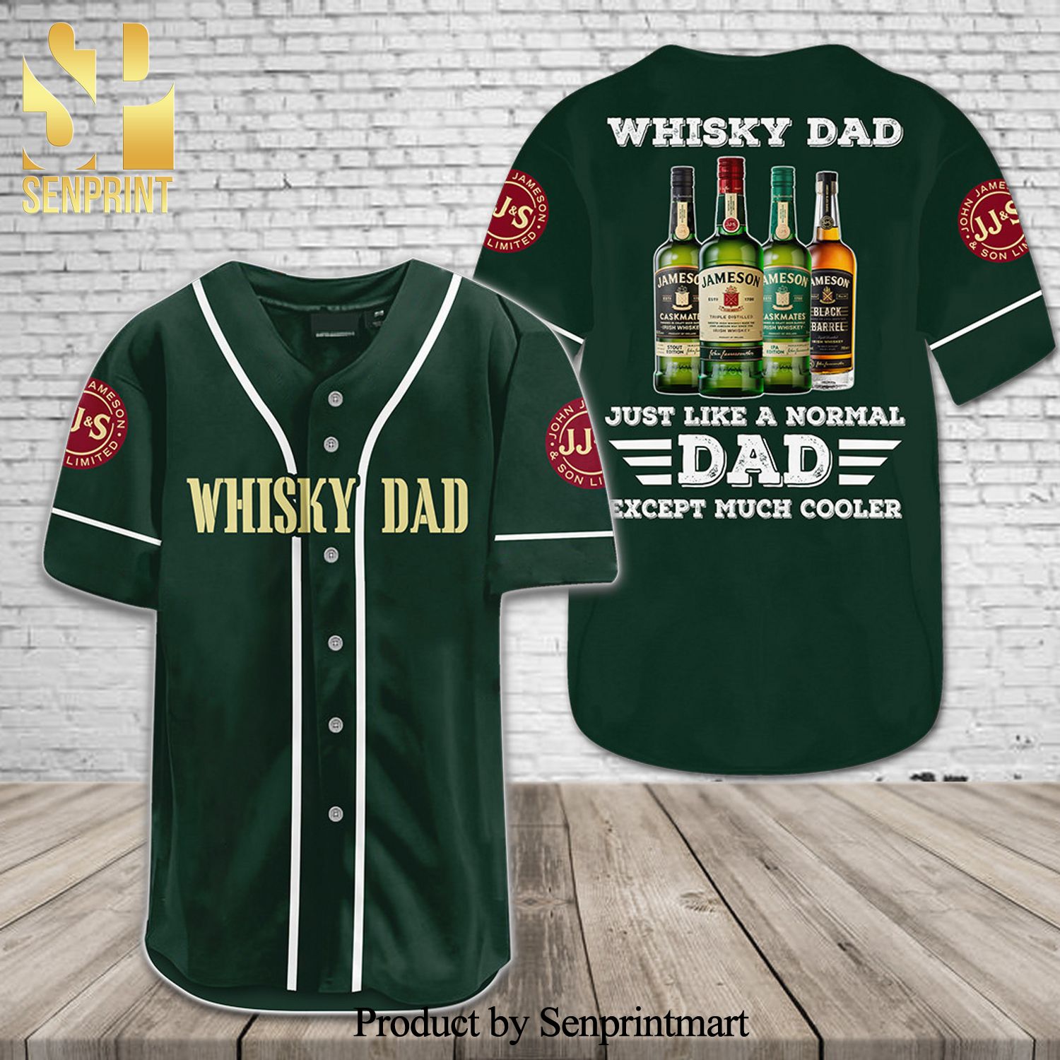 Jameson Whisky Dad All Over Print Unisex Baseball Jersey – Dark Green