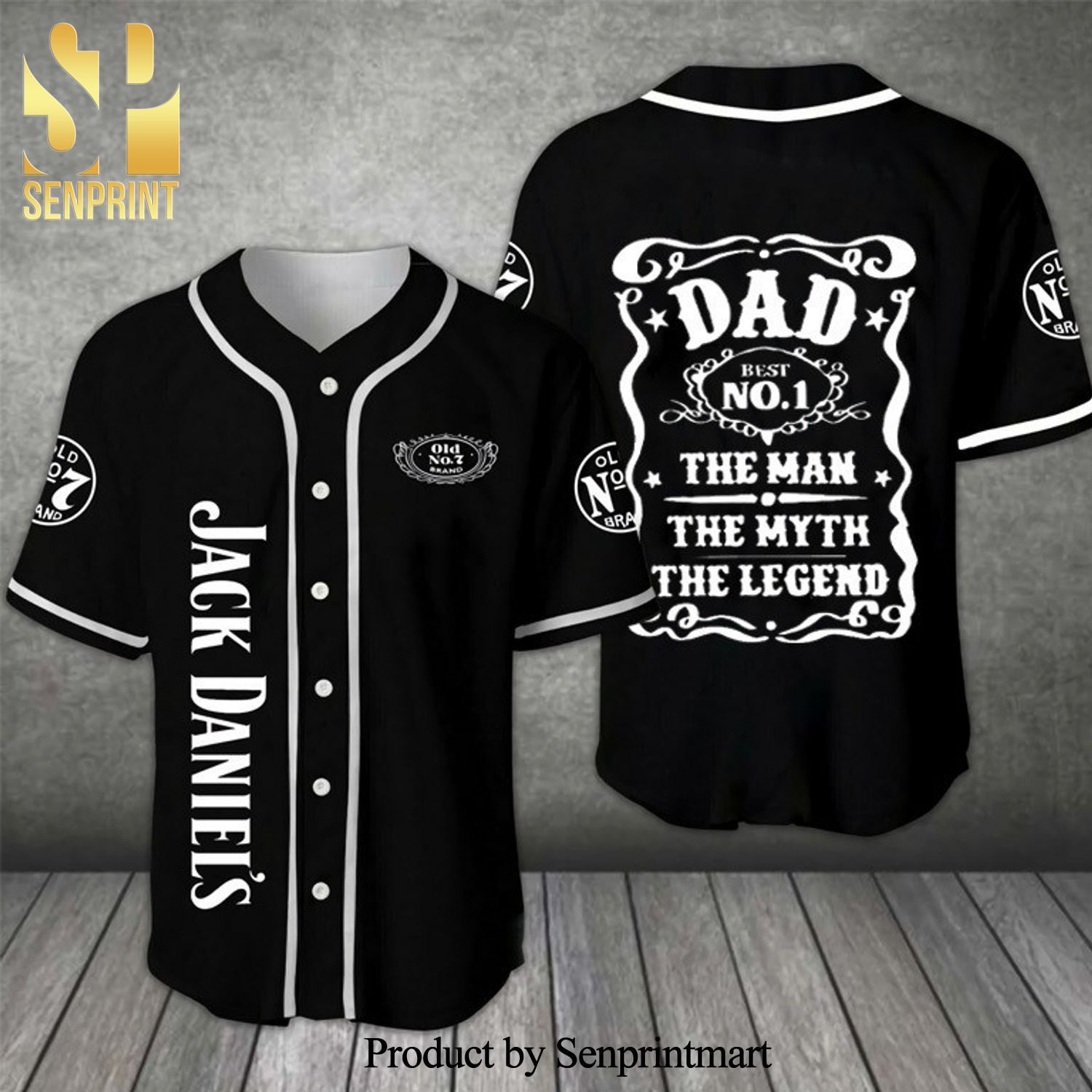 JD Dad The Man The Myth The Legend All Over Print Unisex Baseball Jersey – Black