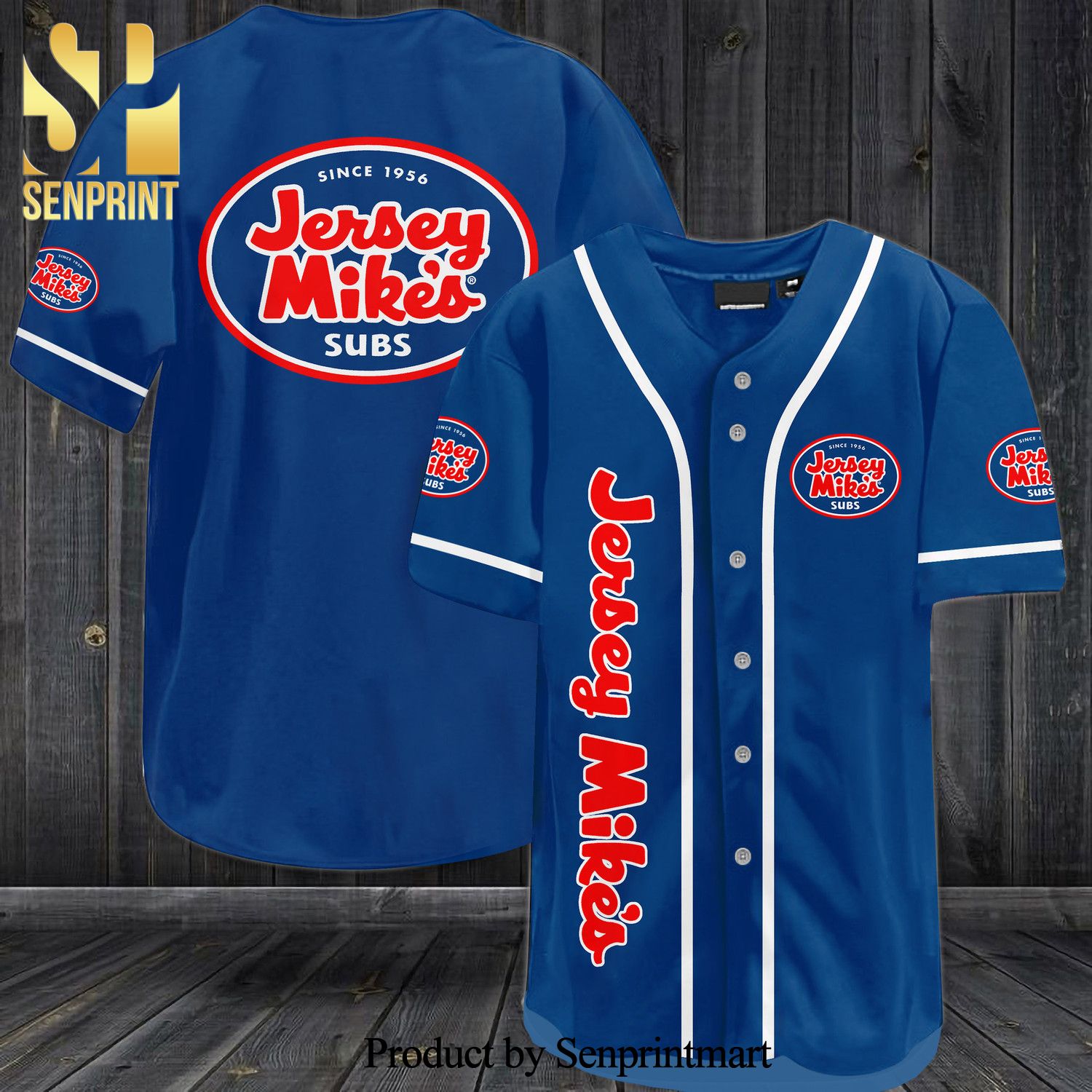 Jersey Mike’s Subs All Over Print Baseball Jersey – Blue