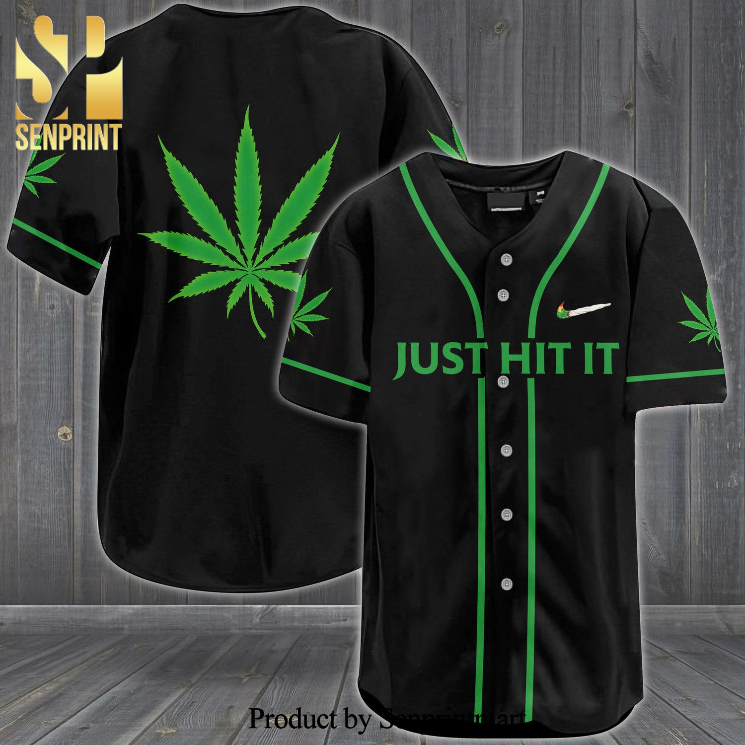 Just Hit It All Over Print Unisex Baseball Jersey – Black