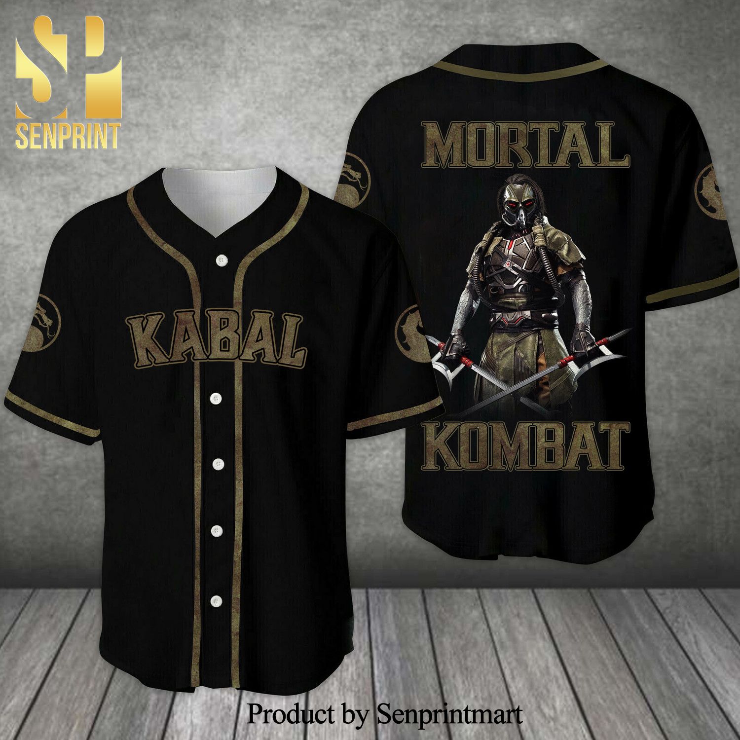 Kabal Mortal Kombat All Over Print Unisex Baseball Jersey – Black