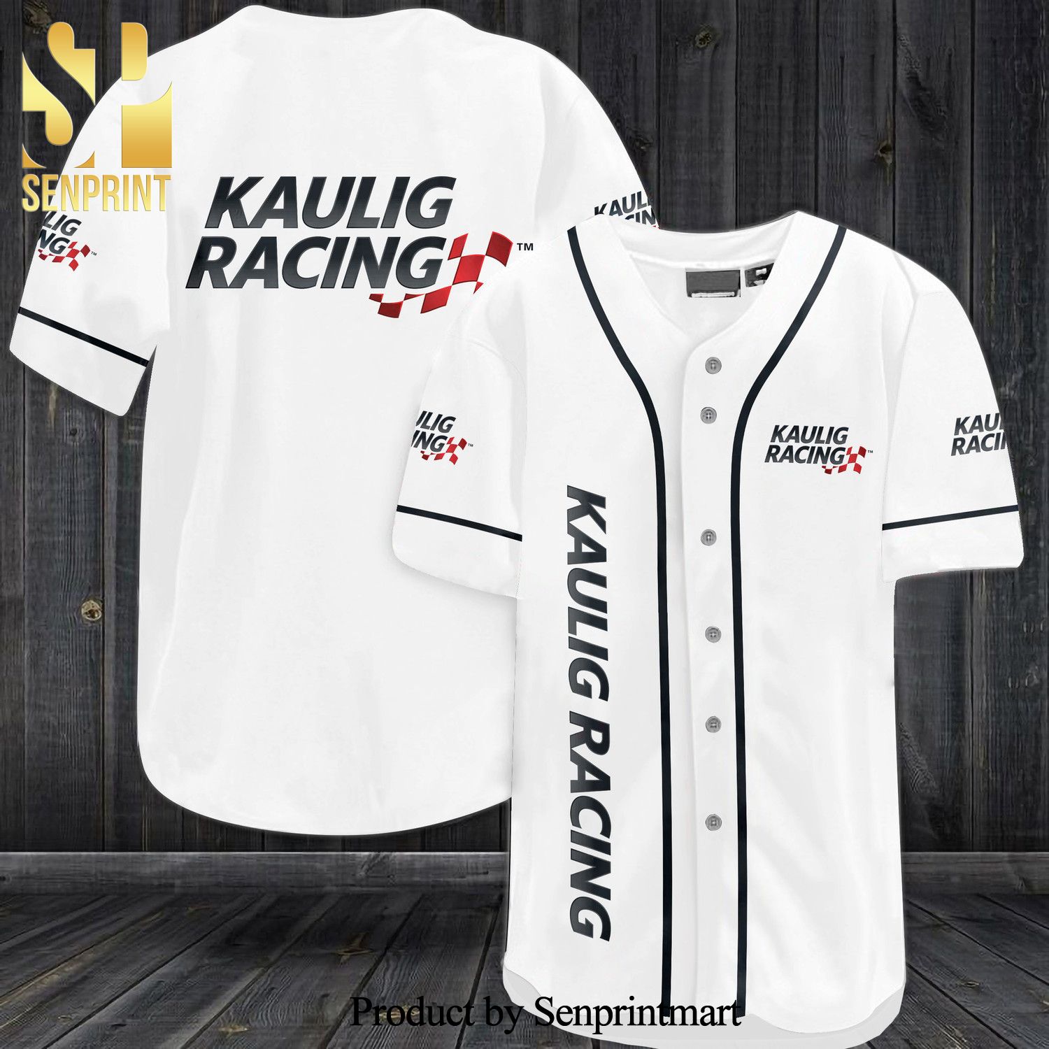 Kaulig Racing All Over Print Baseball Jersey – white