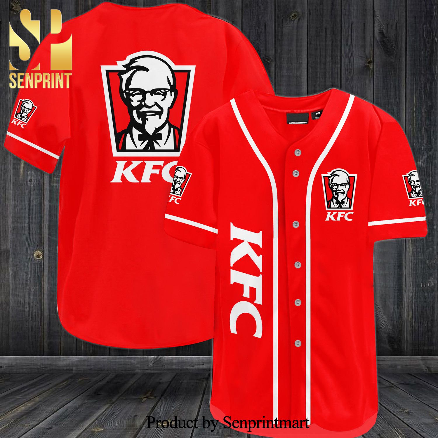 KFC All Over Print Baseball Jersey – Red