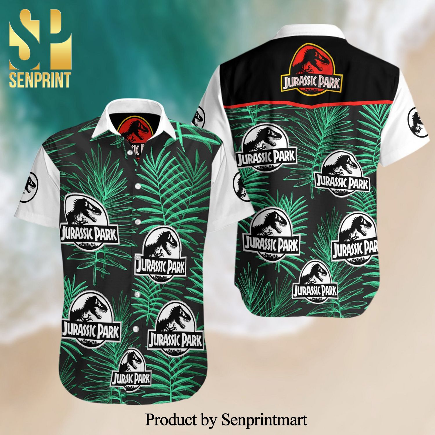 Jurassic Park Full Printing Summer Short Sleeve Hawaiian Beach Shirt – GE41