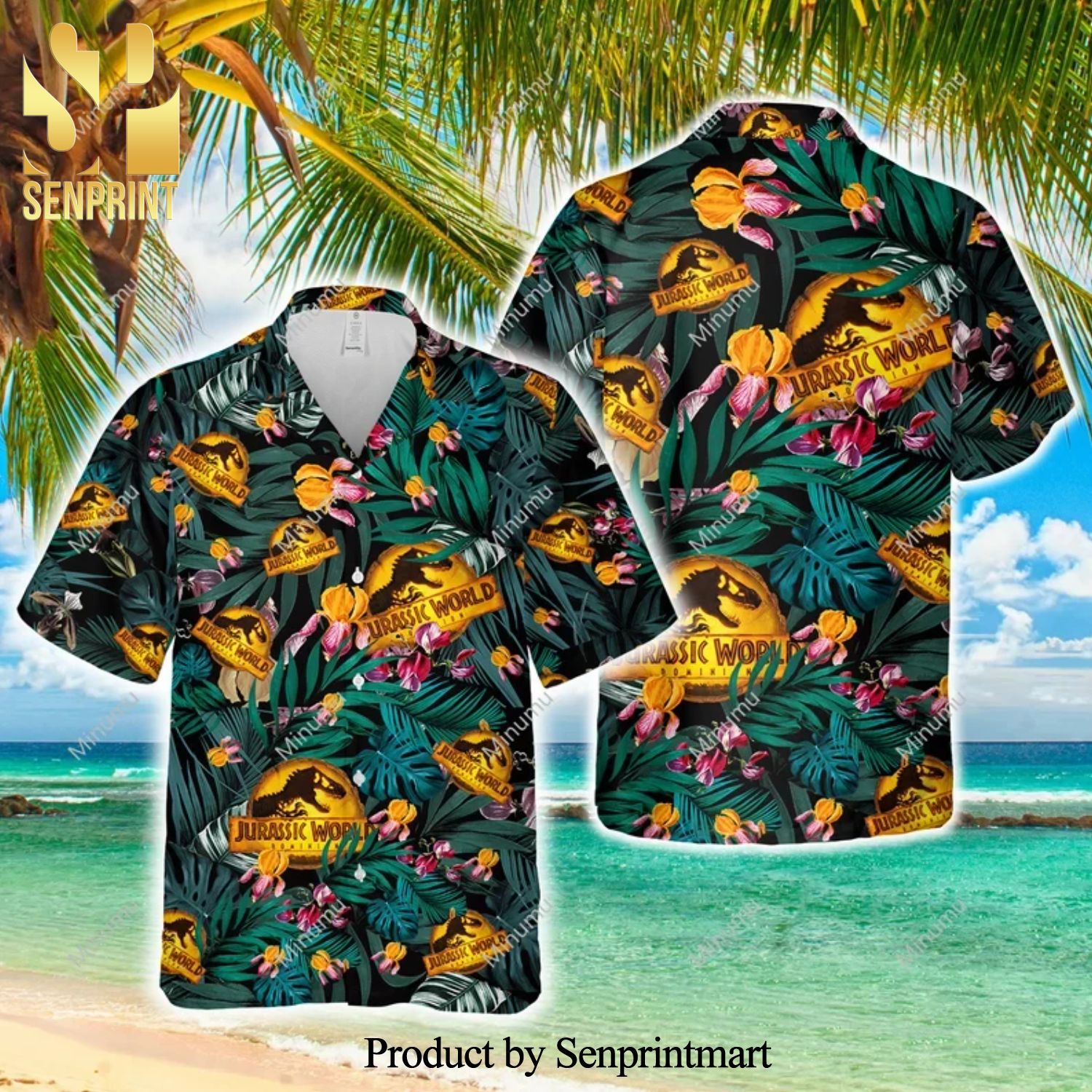 Jurassic World Dominion Tropical Aloha Full Printing Hawaiian Shirt – Green