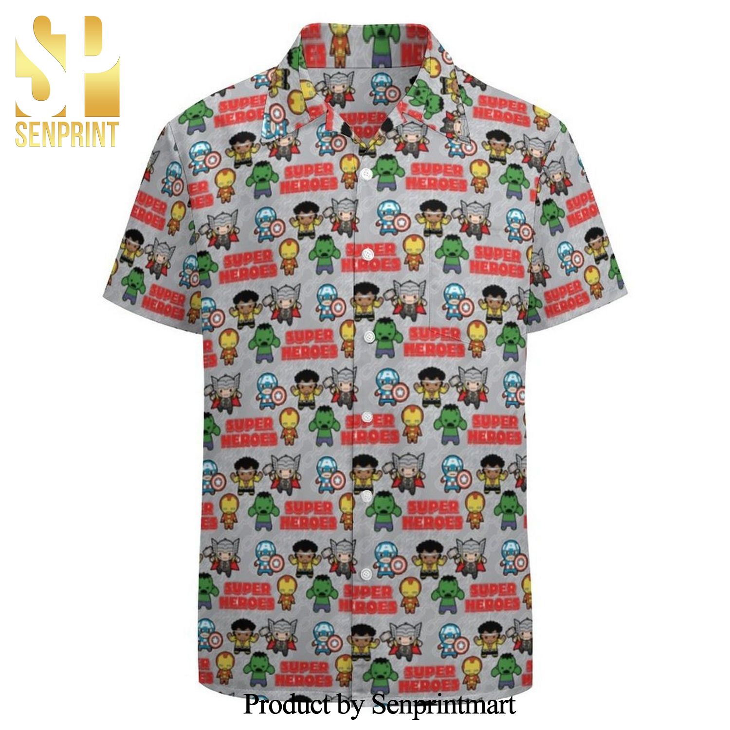 Kawaii Movies Super Heroes Full Printing Hawaiian Shirt