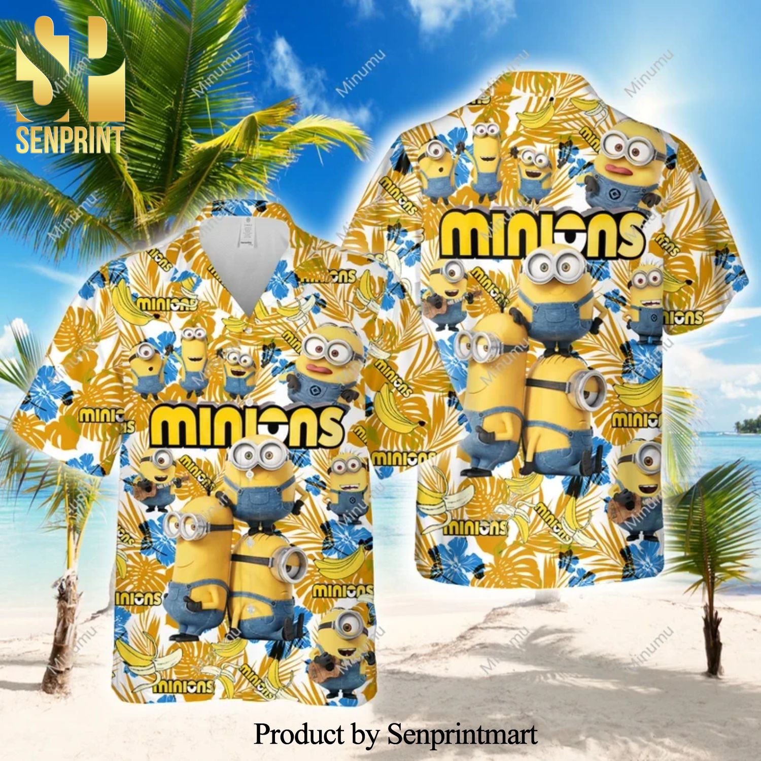 Kevin Bob Stuart Minions Aloha Full Printing Hawaiian Shirt – White