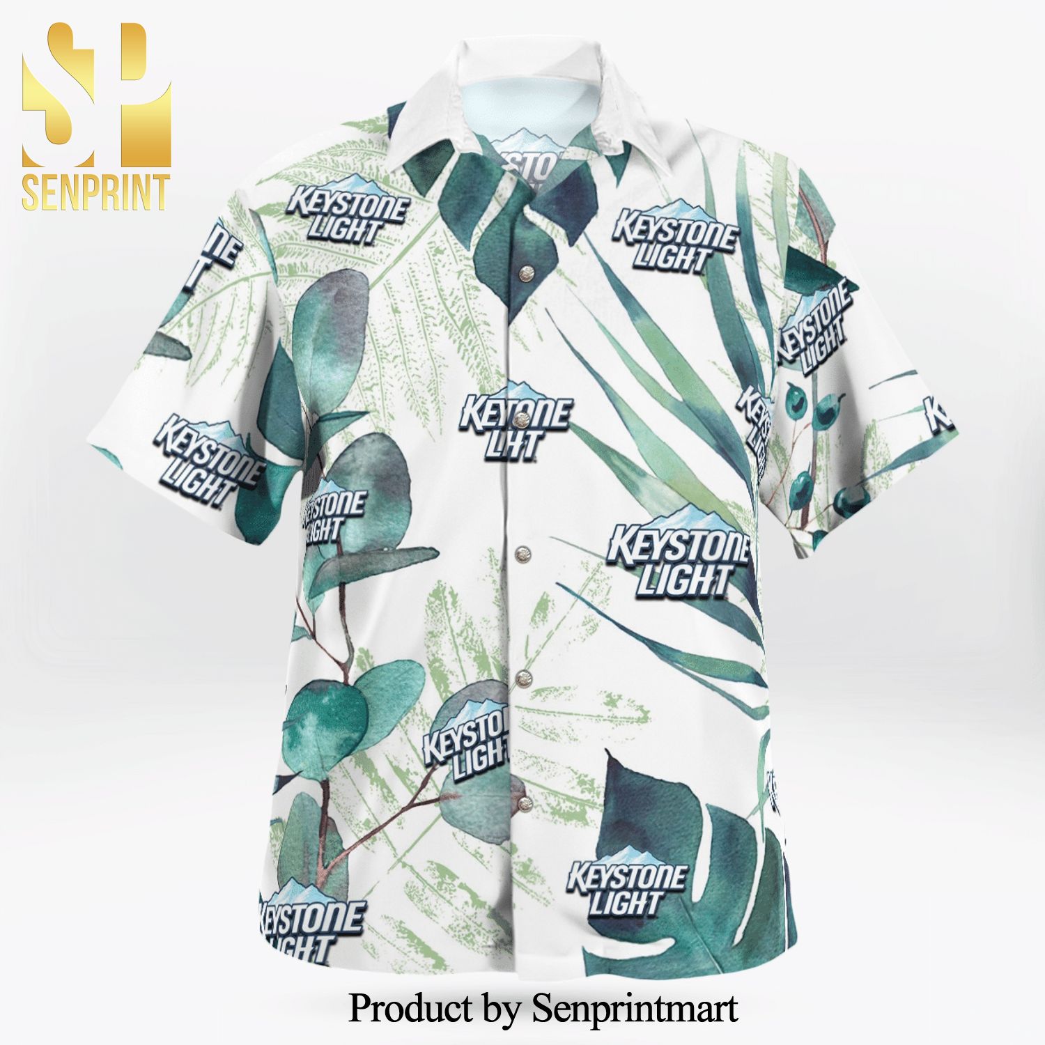 Keystone Light Beer Full Printing Flowery Aloha Summer Beach Hawaiian Shirt – White