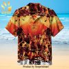 Kong vs Godzilla Cartoon Graphics Palm Tree Full Printing Hawaiian Shirt – White