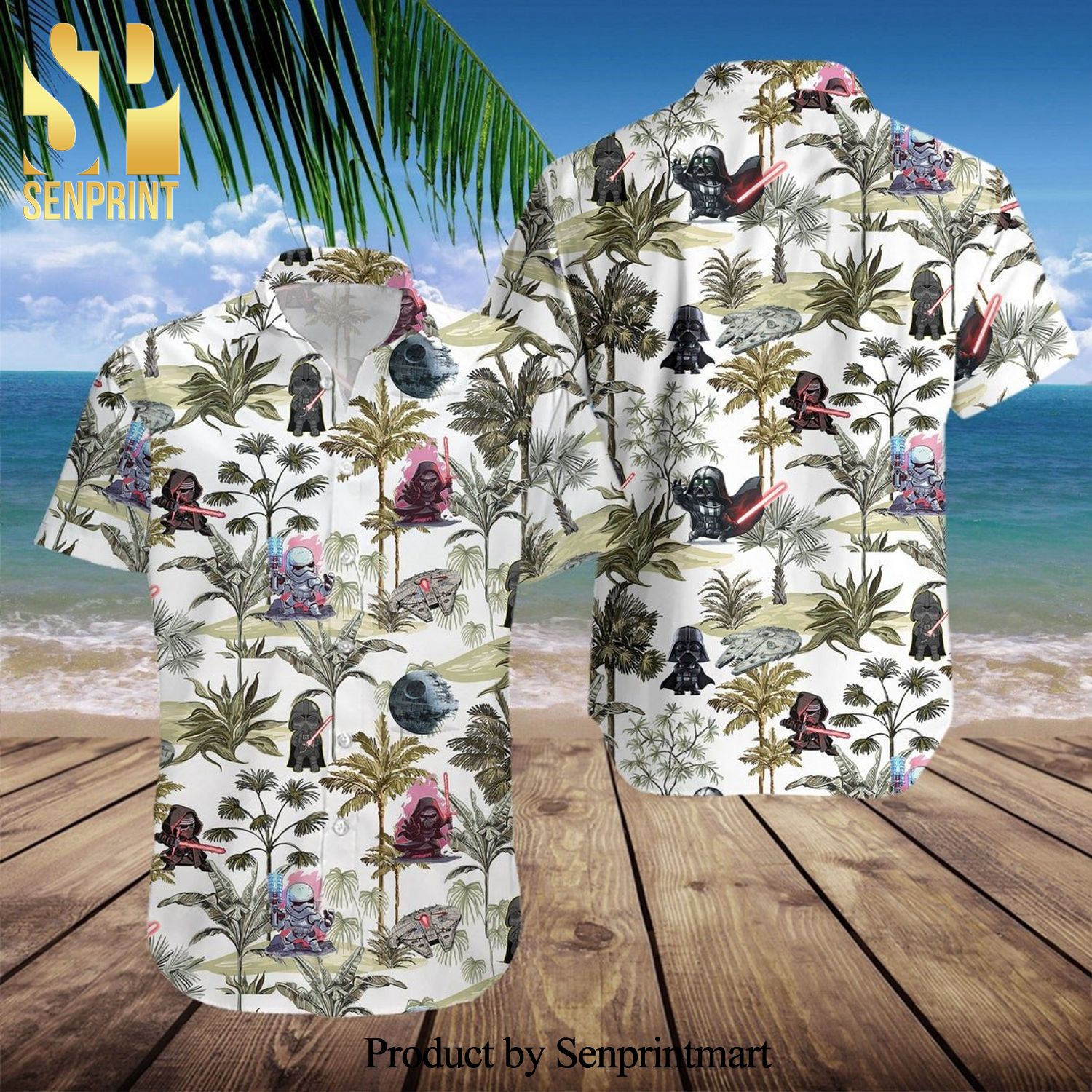 Kylo Ren Darth Vader Star Wars Tropical Forest Full Printing Hawaiian Shirt – White