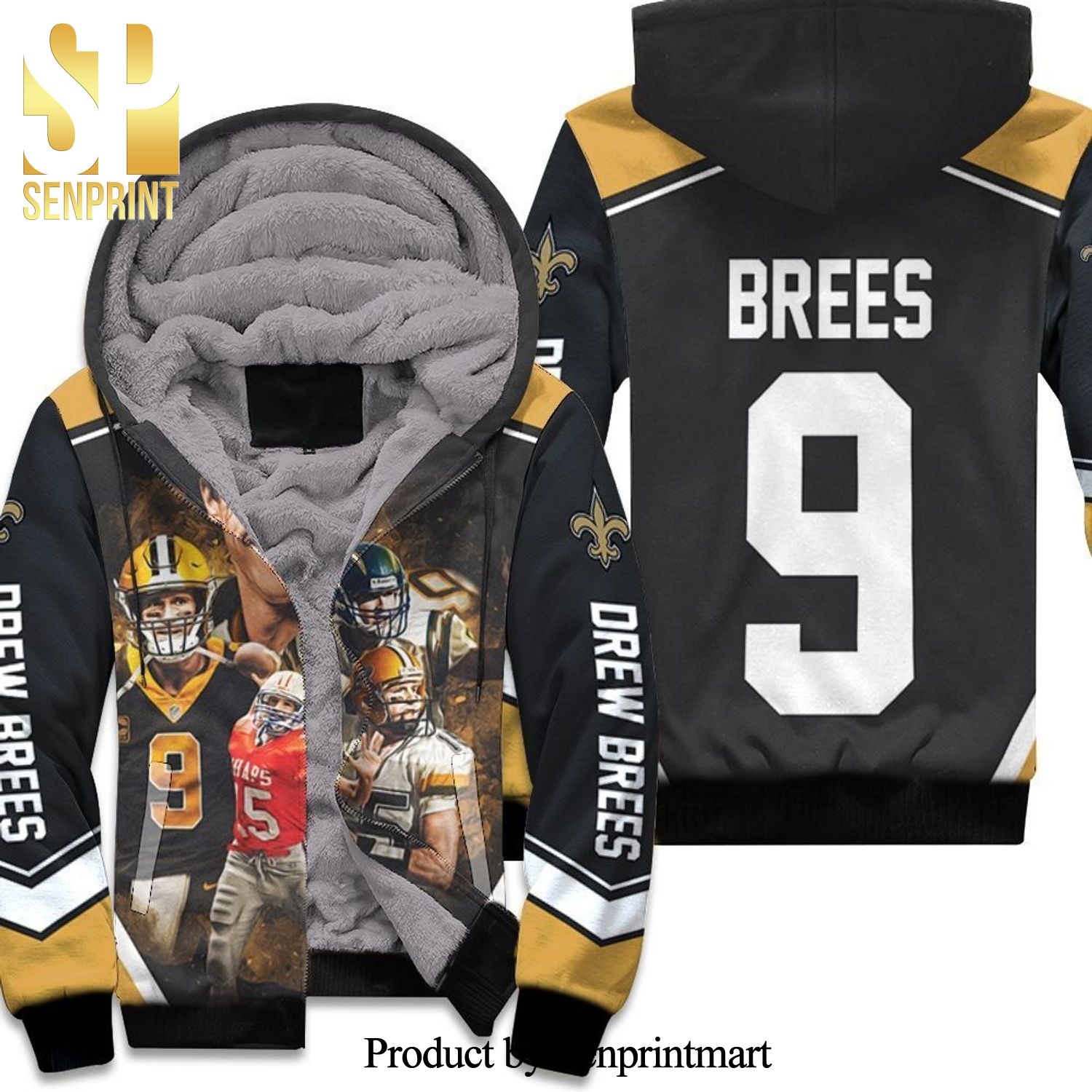 Drew Brees Ins New Orleans Saints Full Printing Unisex Fleece Hoodie