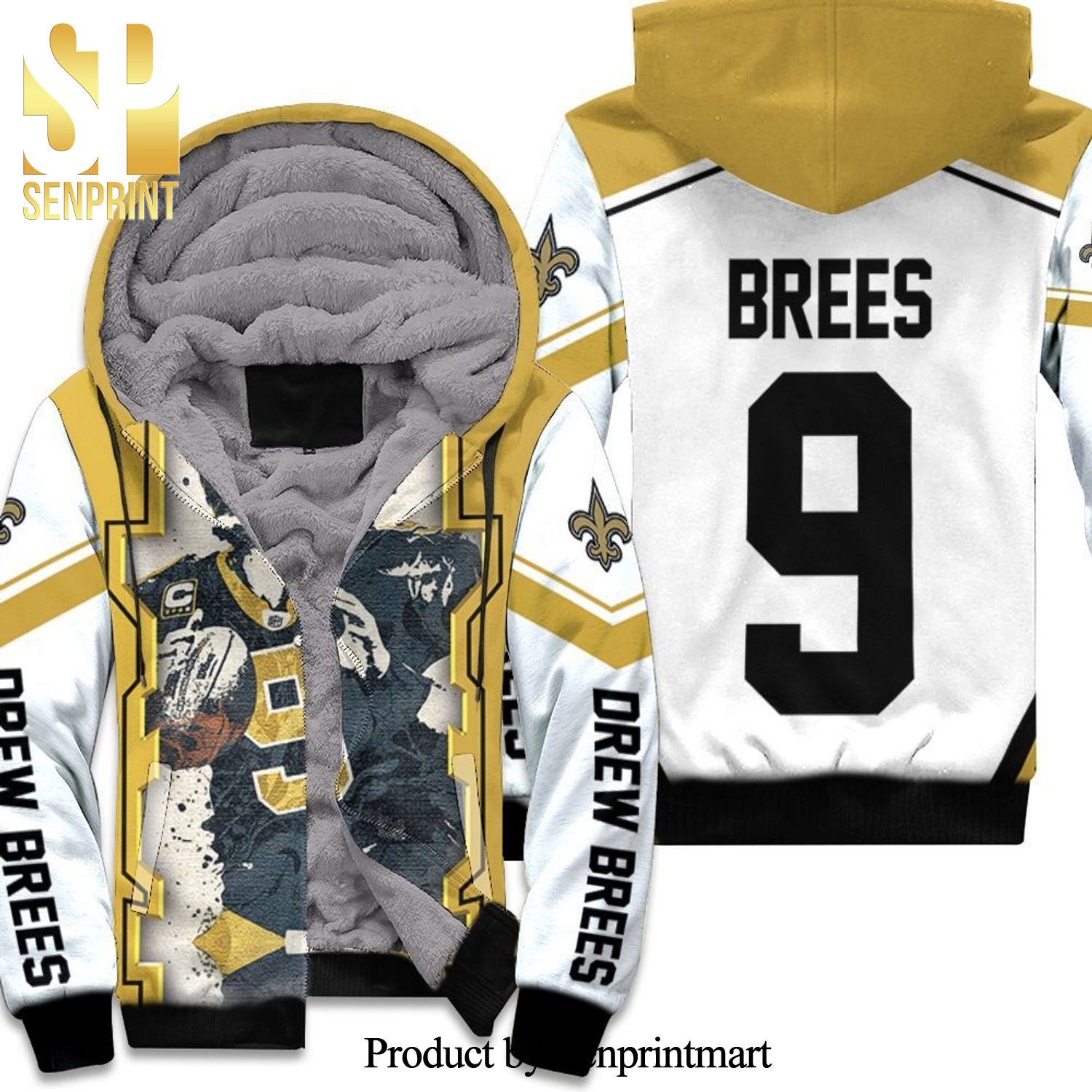 Drew Brees New Orleans Saints Paint Style Cool Style Unisex Fleece Hoodie