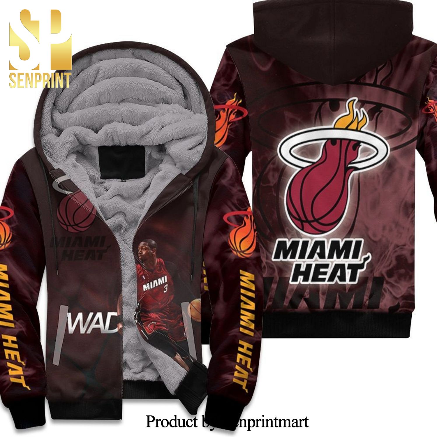 Dwyane Wade 3 Miami Heat Running Legend Player High Fashion Full Printing Unisex Fleece Hoodie
