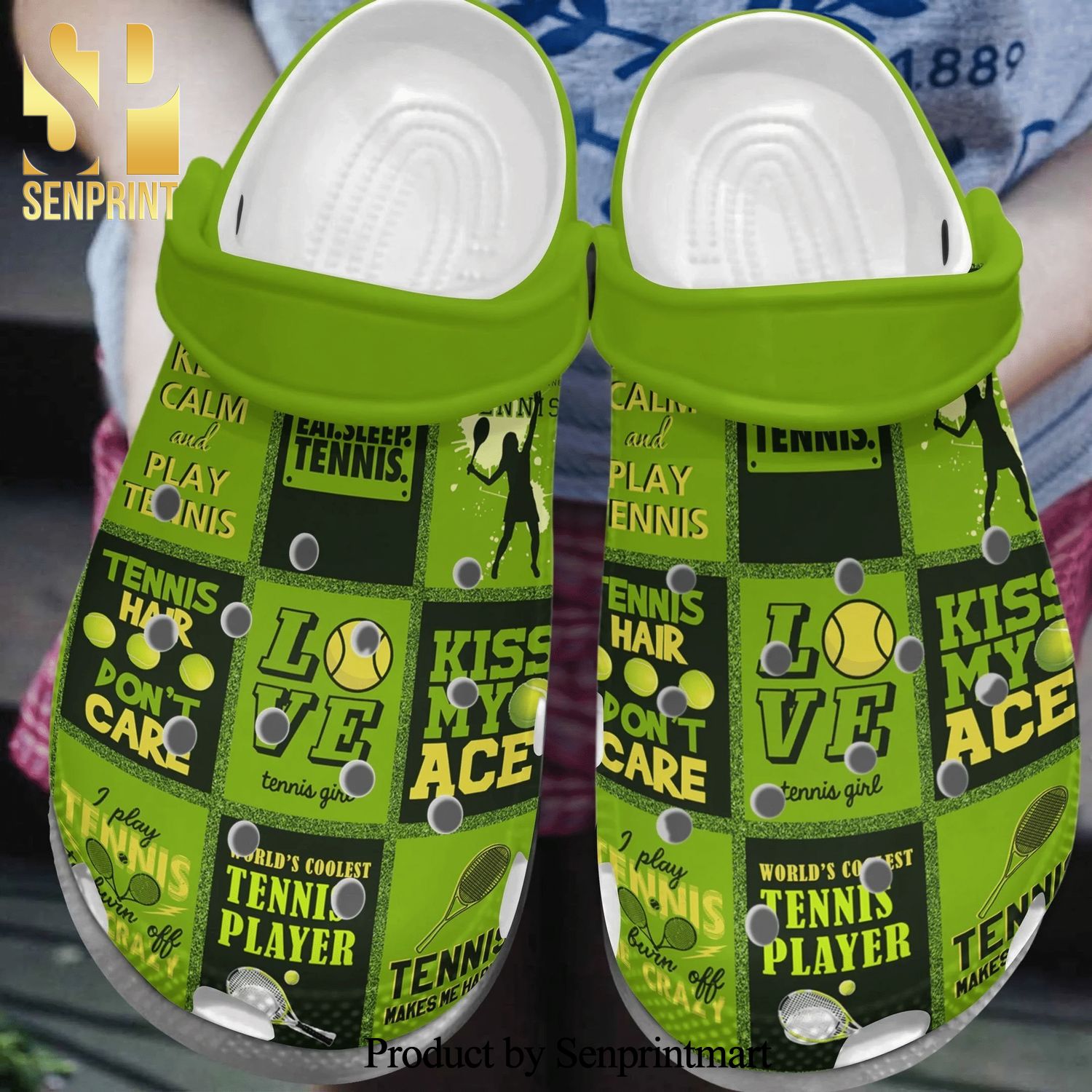 Tennis Kiss My Ace All Over Printed Crocs Sandals