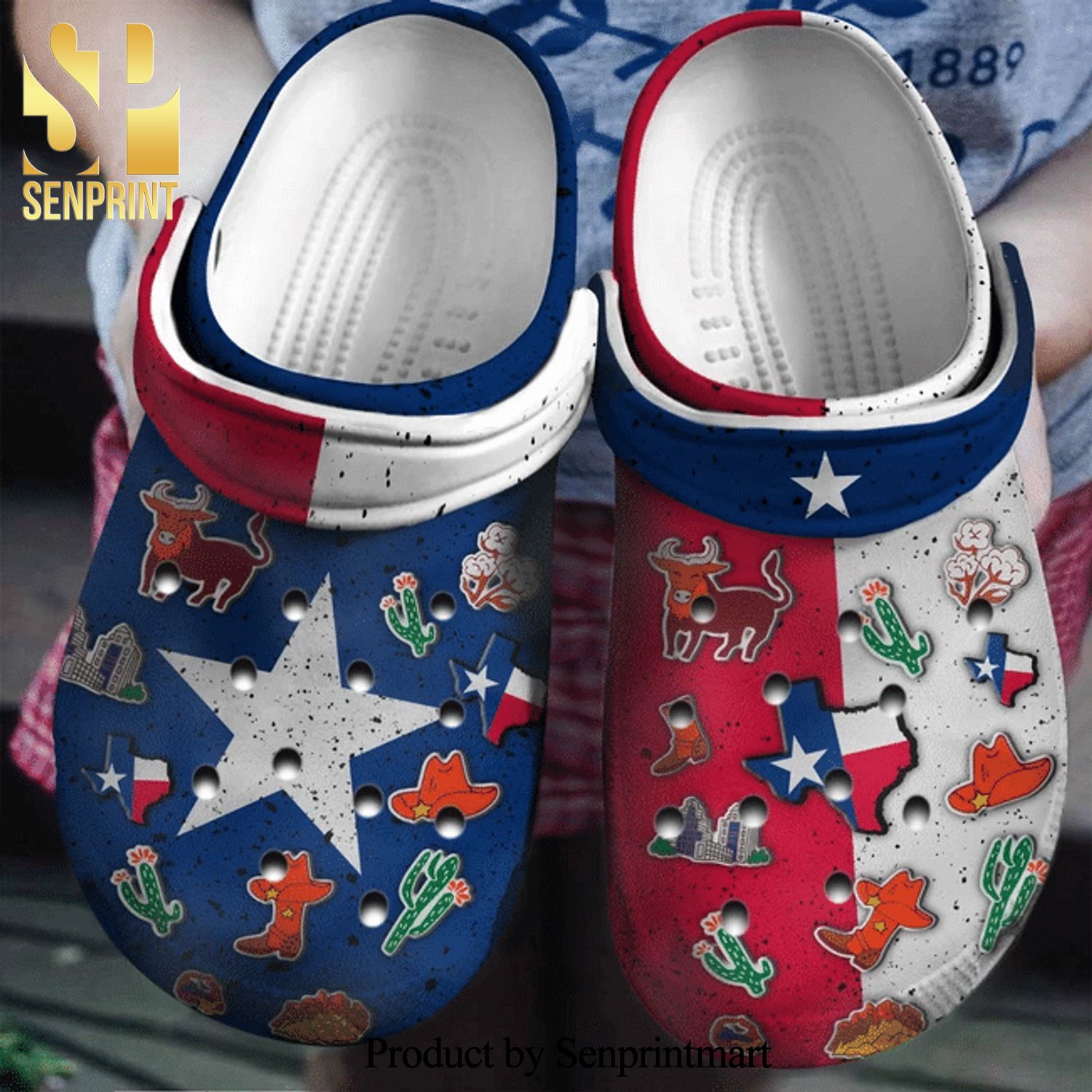 Texas Flag Symbol Classic Water New Outfit Crocband Crocs
