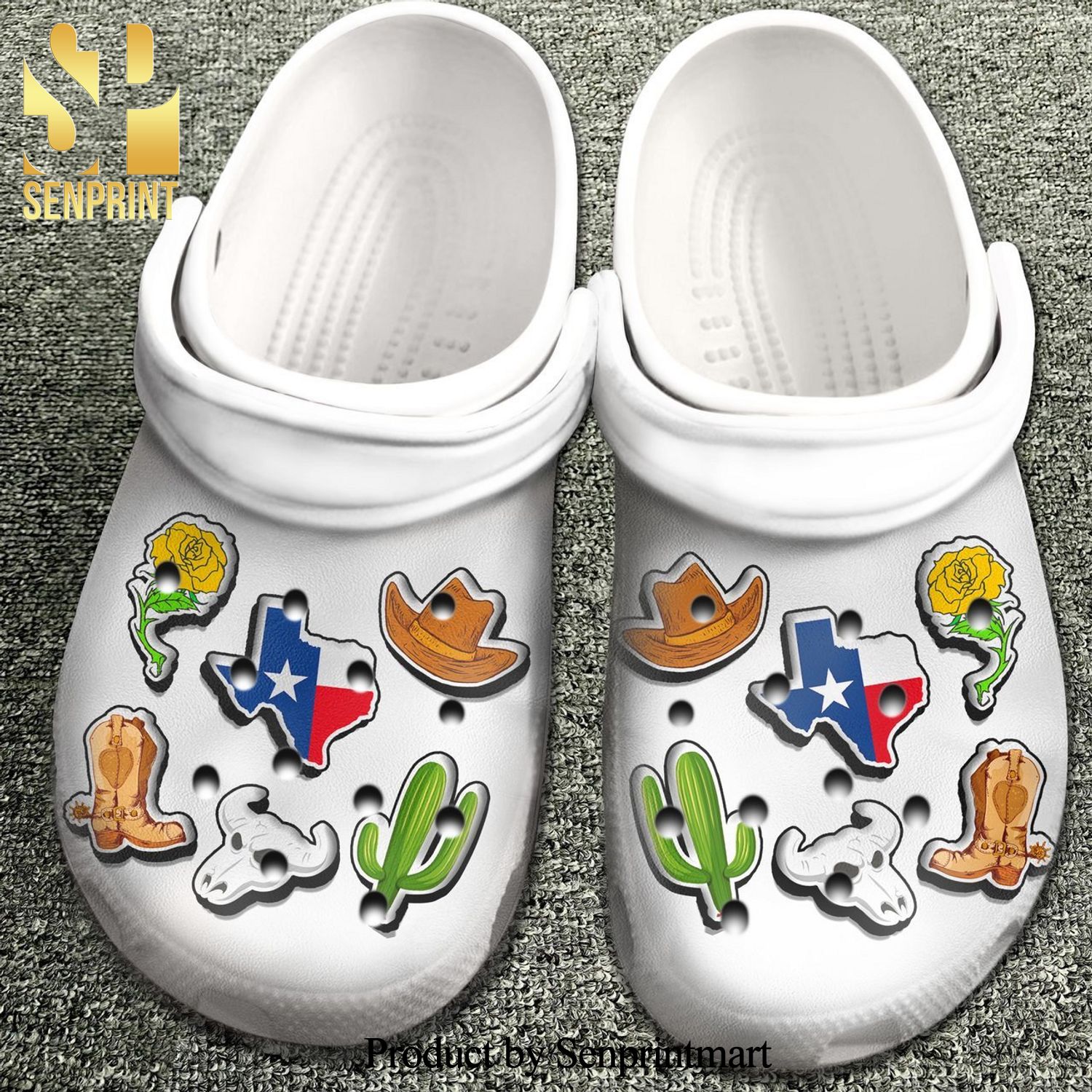 Texas With Symbols Gift For Fan Classic Water Full Printing Crocs Crocband Clog