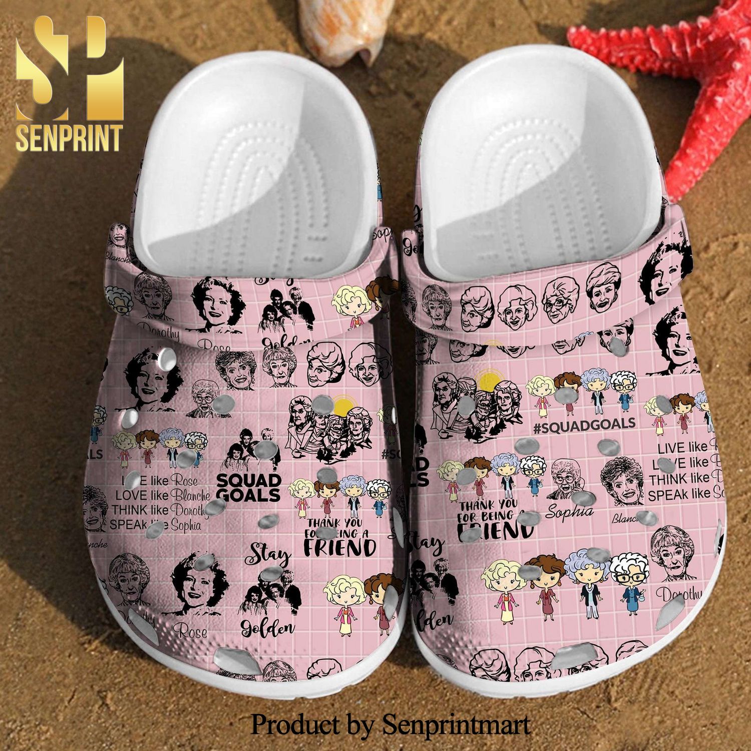 The Golden Girls Birthday Best Friends Gift For Fan Classic Water All Over Printed Crocs Crocband Clog