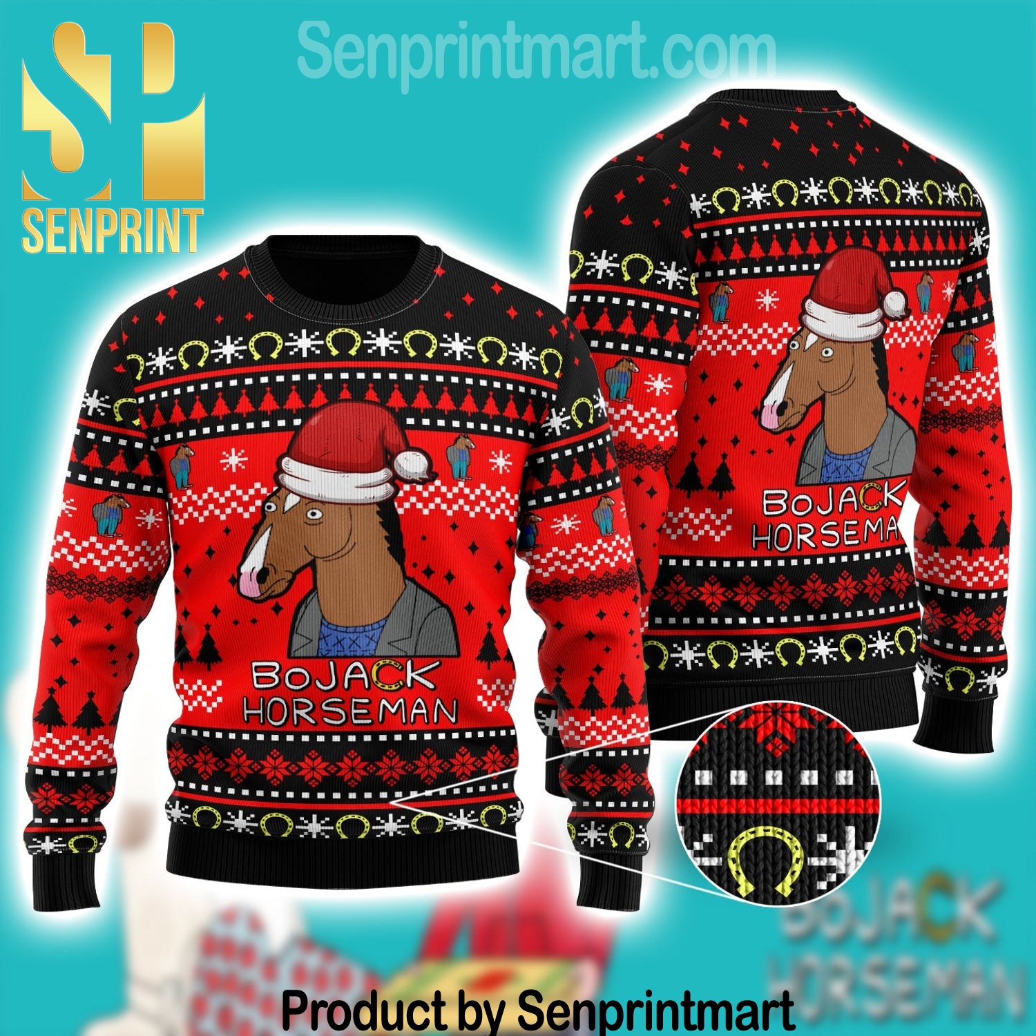 Bojack Horseman Holiday Time All Over Print Ugly Xmas Sweater