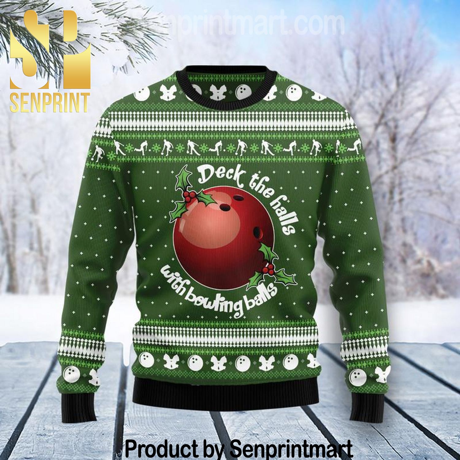 Bowling Ball Xmas Gifts Wool Knitted Sweater