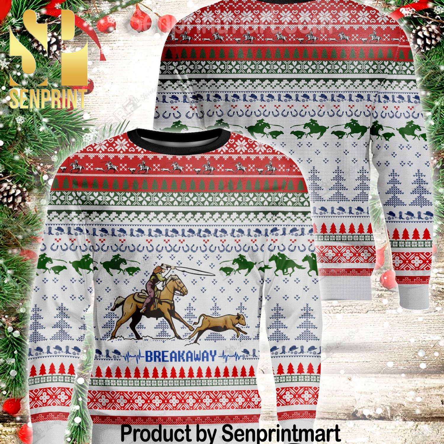 Breakaway Full Print Ugly Christmas Sweater