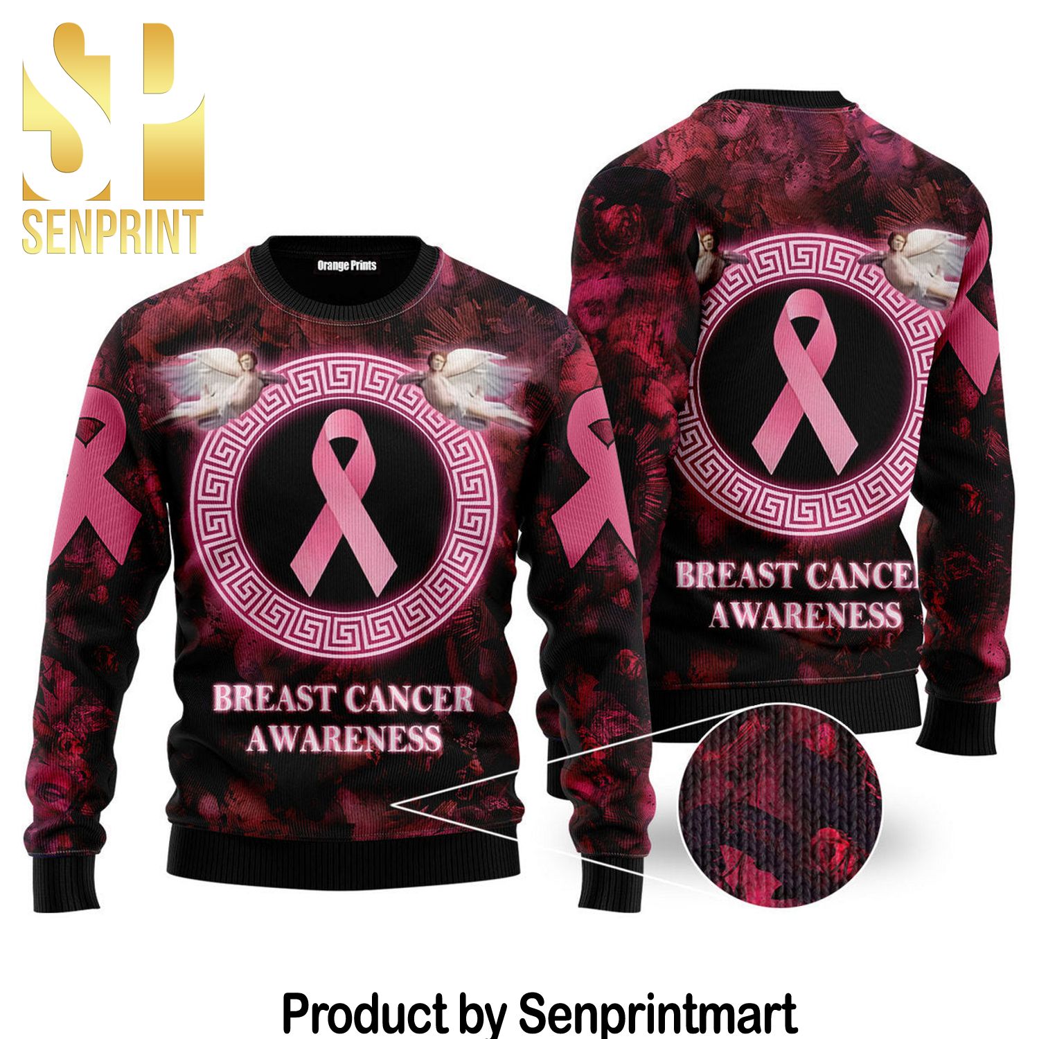 Breast Cancer Awareness Holiday Gifts Wool Knitting Sweater