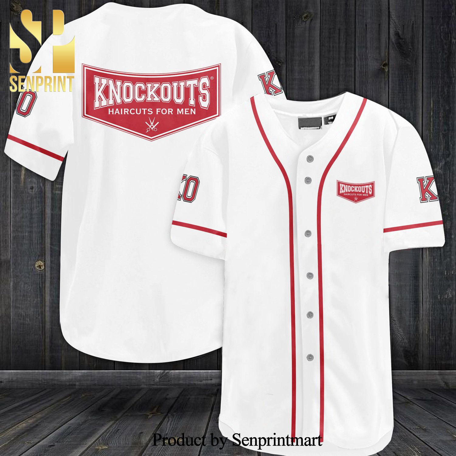 Knock Out K O All Over Print Unisex Baseball Jersey – White