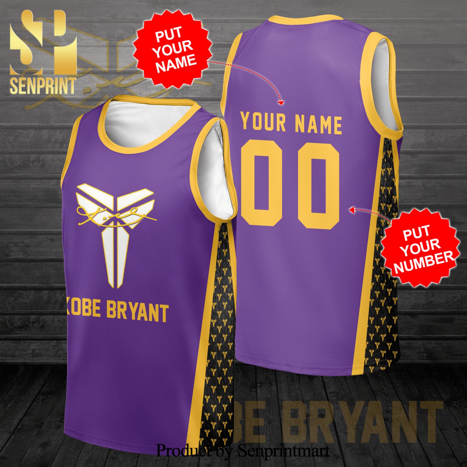 Kobe Bryant Los Angeles Lakers Full Printing Jersey Tank Top