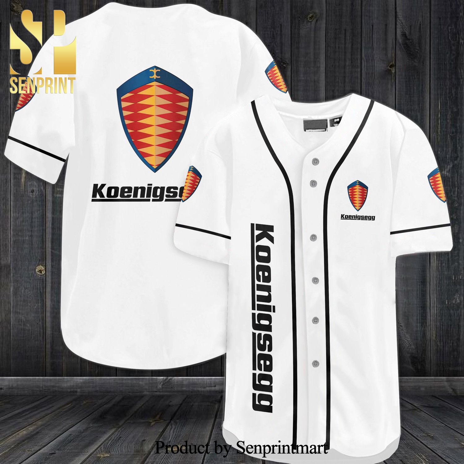 Koenigsegg Automotive AB All Over Print Baseball Jersey – White