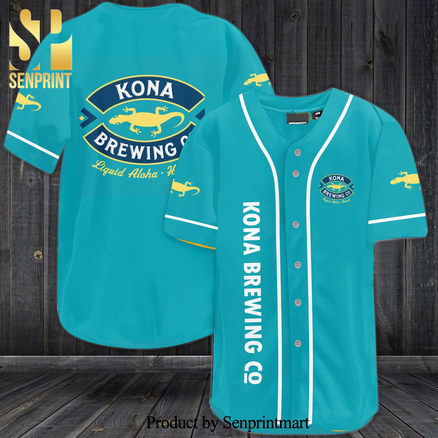 Kona Brewing Co All Over Print Baseball Jersey – Blue