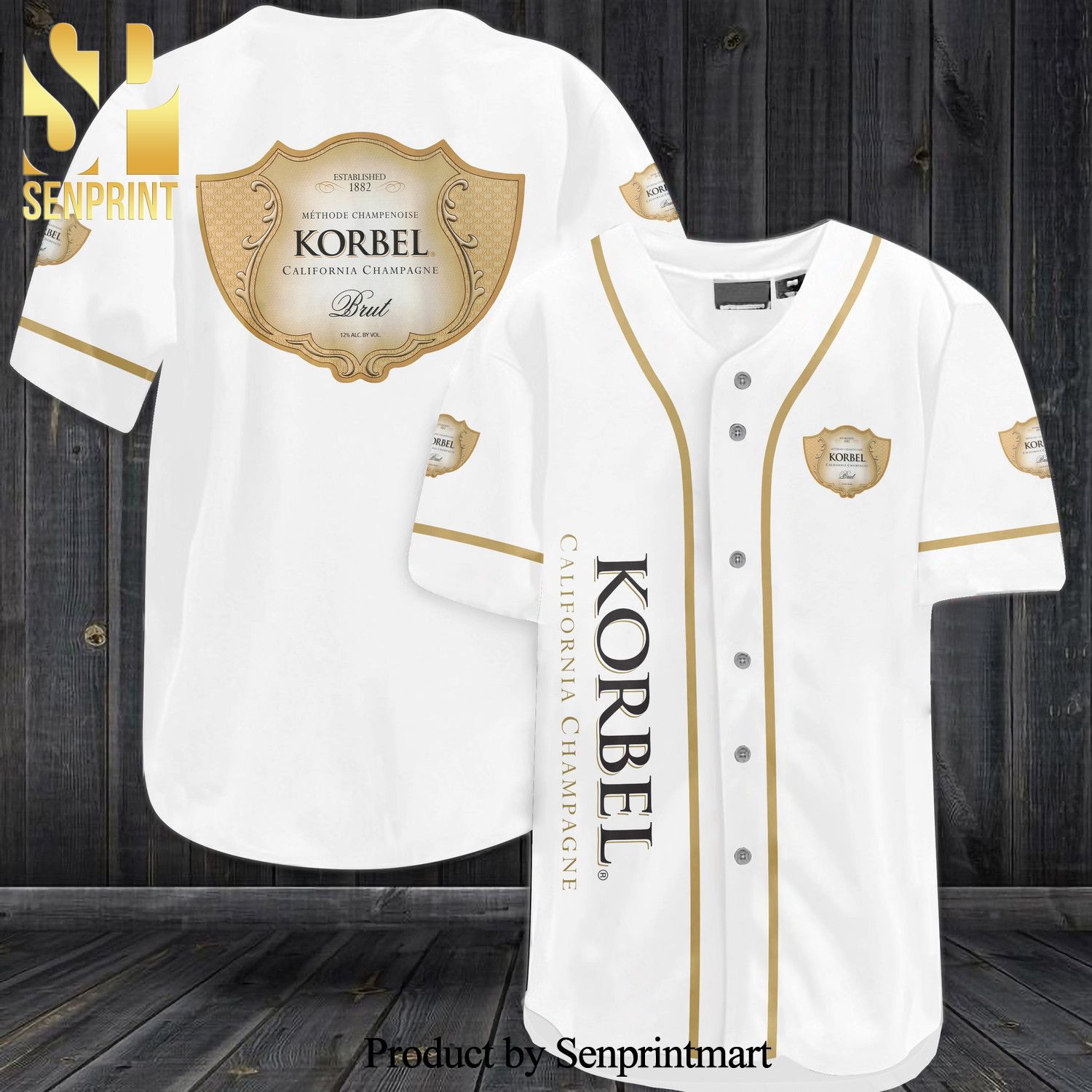 Korbel California Champagne All Over Print Unisex Baseball Jersey – White