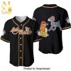 Lady & The Tramp Dogs Disney Cartoon Graphics All Over Print Unisex Baseball Jersey – White