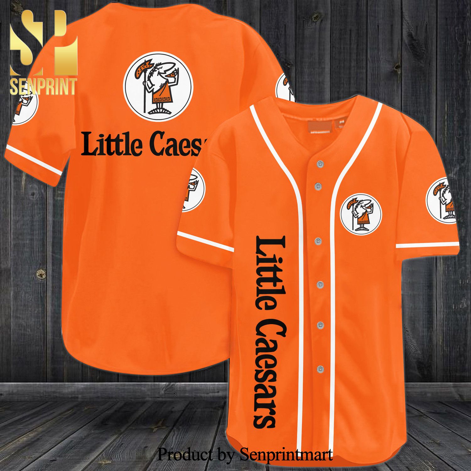 Little Caesars All Over Print Baseball Jersey - Orange