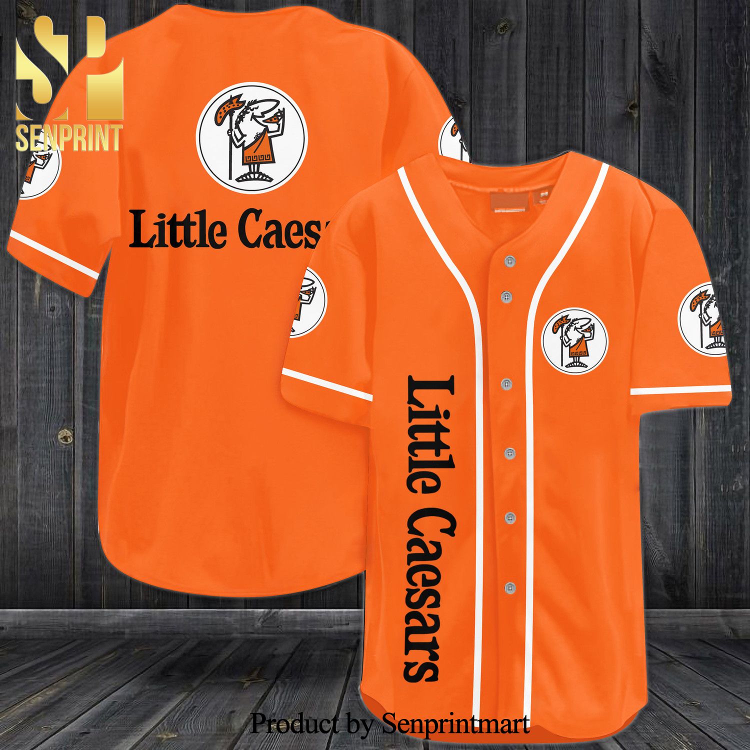 Little Caesars All Over Print Baseball Jersey – Orange